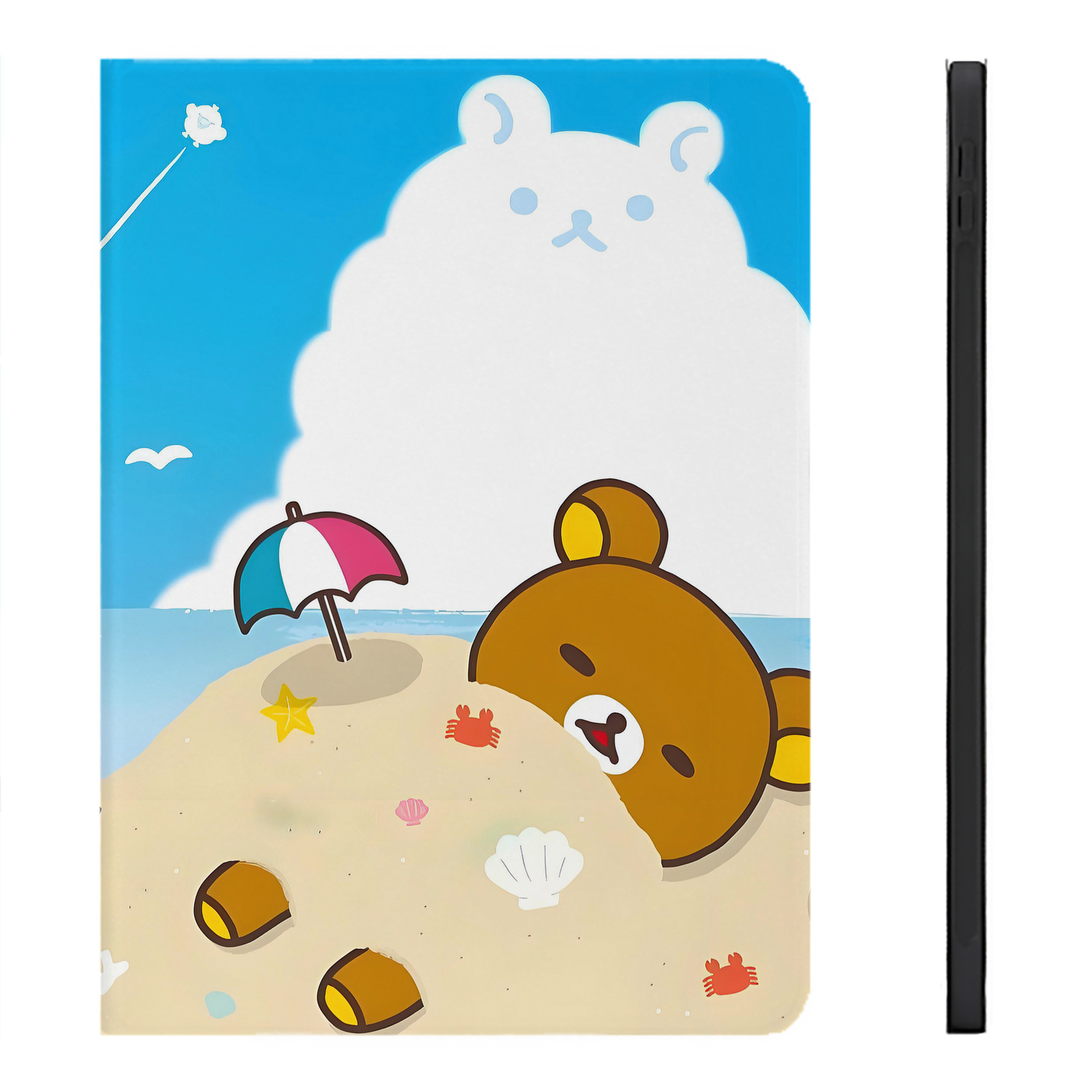 （画像用） リラックマ リラックマ キイロイトリ Rilakkuma Korilakkuma Kiiroitori IPadケース ペンホルダー付き ブックスタイルデザイン